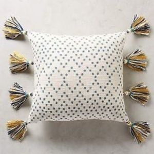 Anthropologie Tasseled Pillow 18" X 18"